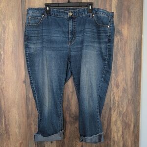 Jennifer Lopez Dark Blue Ankle Crop Jeans 22W                    D479